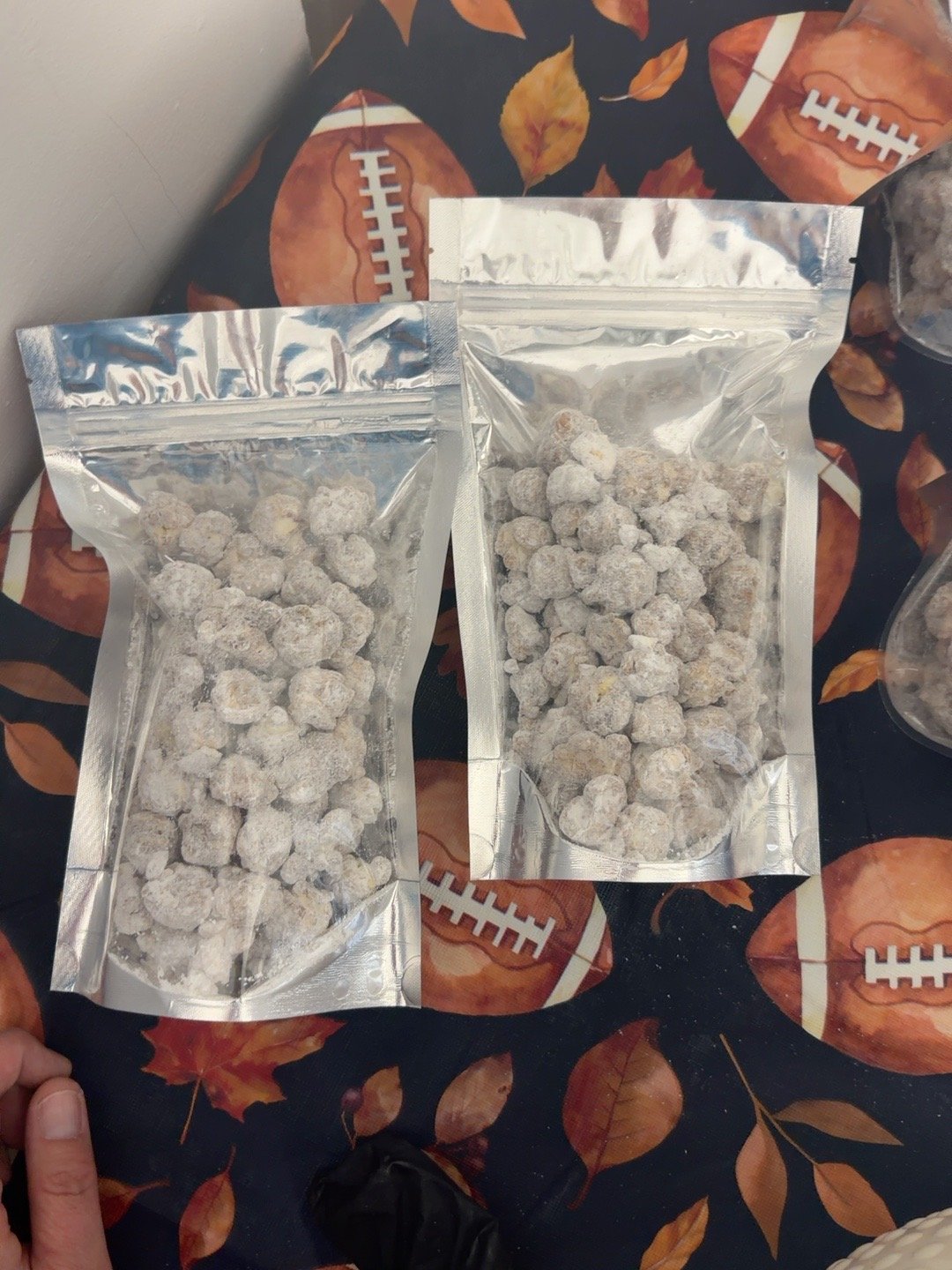 Cornalepsy Poppy Chow popcorn in clear-front bags